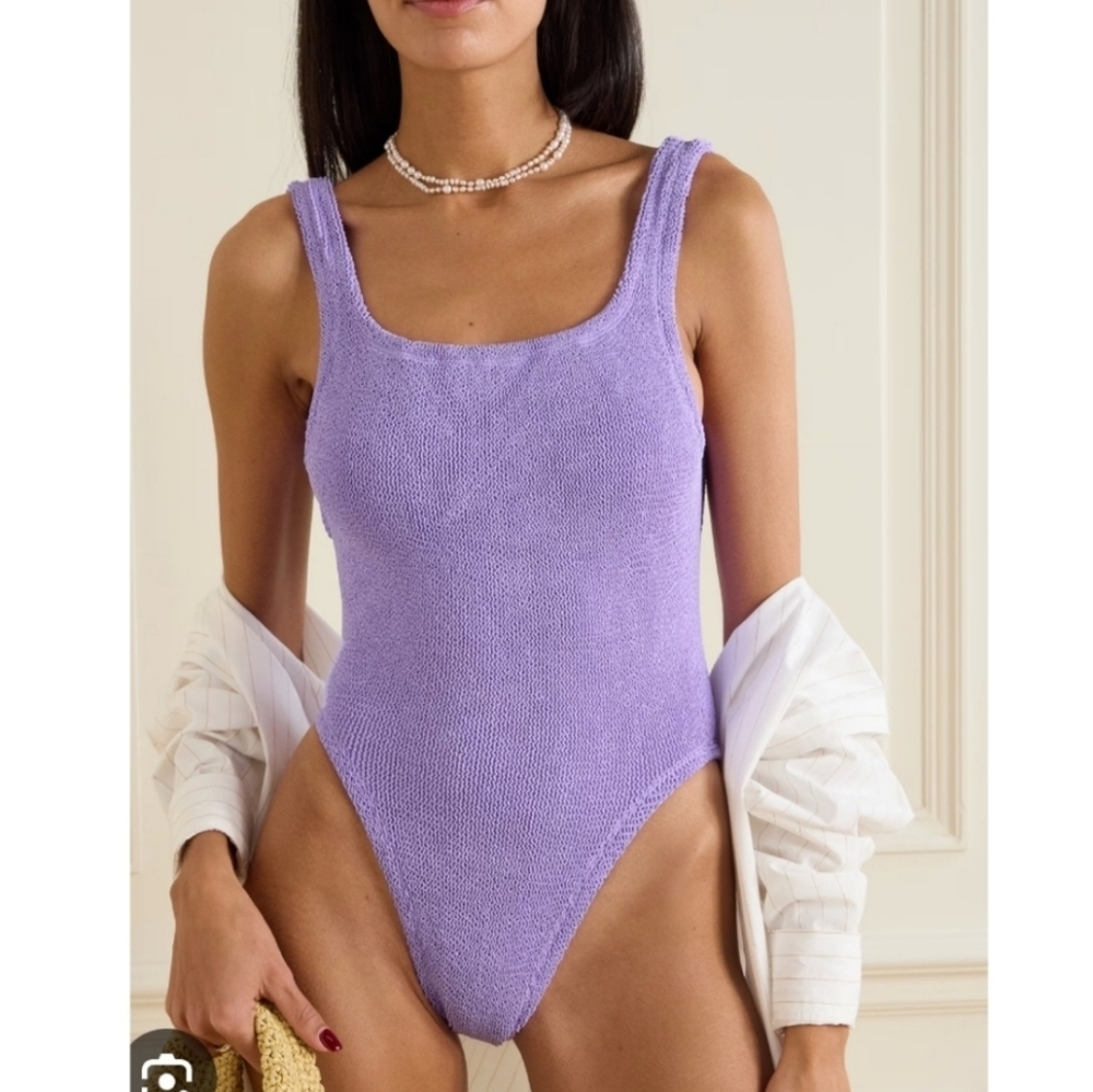 Hunza G Lilac Ribbed Tank One-Piece Swimsuit - Picture 2 of 9